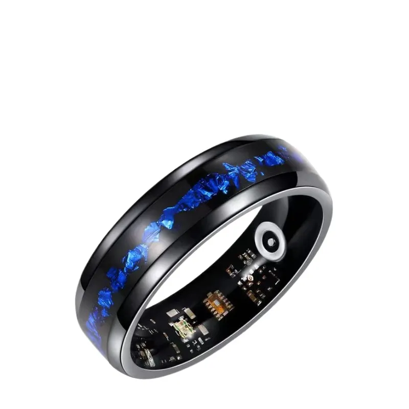 Smart Watch - خاتم ذكي بتصميم ذهبي أزرق، مراقب