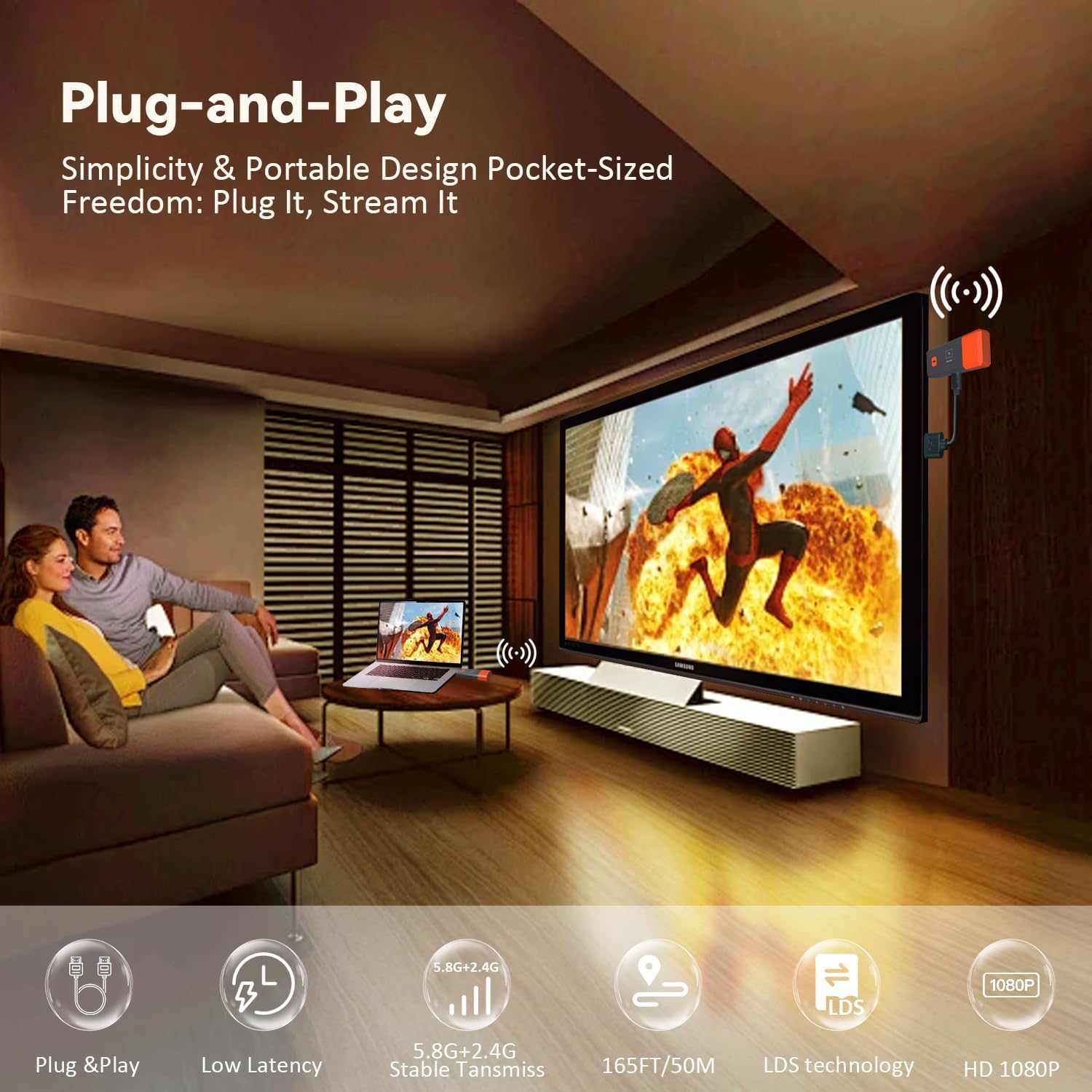 50 متر نقل لاسلكي فيديو جهاز ر - مراجعة Hdmi Adapter وسعره