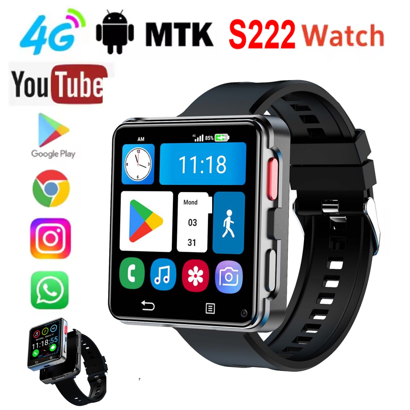 ساعة ذكية S222 تدعم بطاقة SIM  - مراجعة Smart Watch وسعره