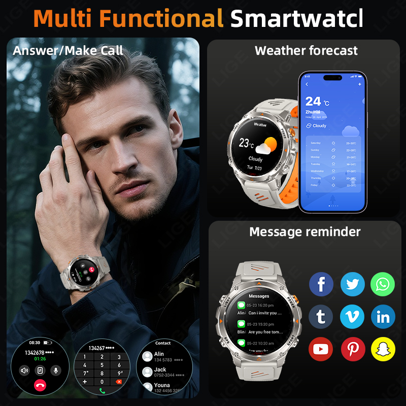 LIGE وعرة لتحديد المواقع المسا - مراجعة Smart Watch وسعره